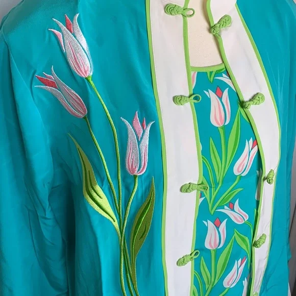 Vintage Bob Mackie Wearable Art Silk Twin Set - Picture 2 of 8